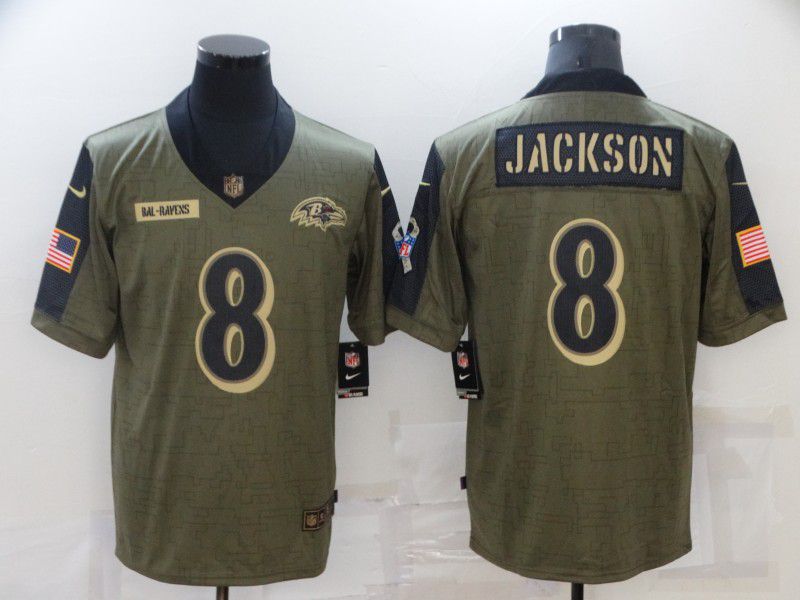 Men Baltimore Ravens #8 Jackson green Nike Olive Salute To Service Limited NFL Jerseys->baltimore ravens->NFL Jersey